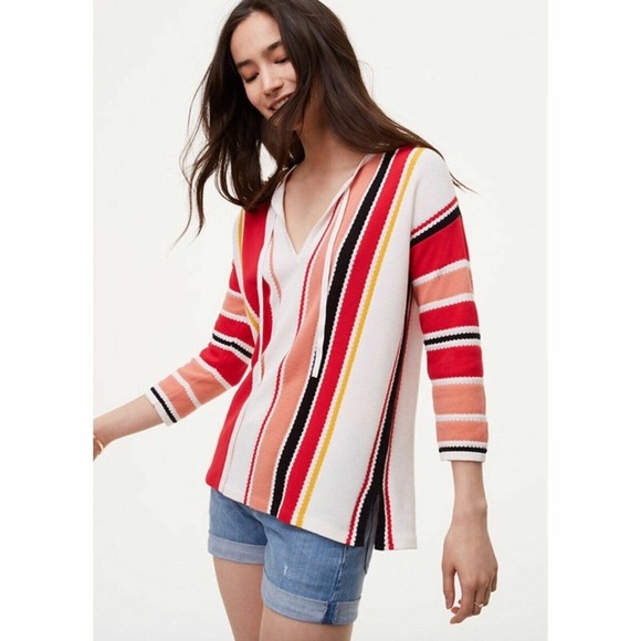 Loft Paseo Striped Sweater Top - Picture 1 of 5